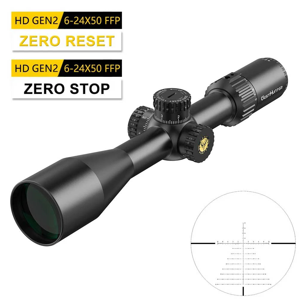 Riflescope 6-24X50 FFP 1/10 MIL with 20mm mount - ZS