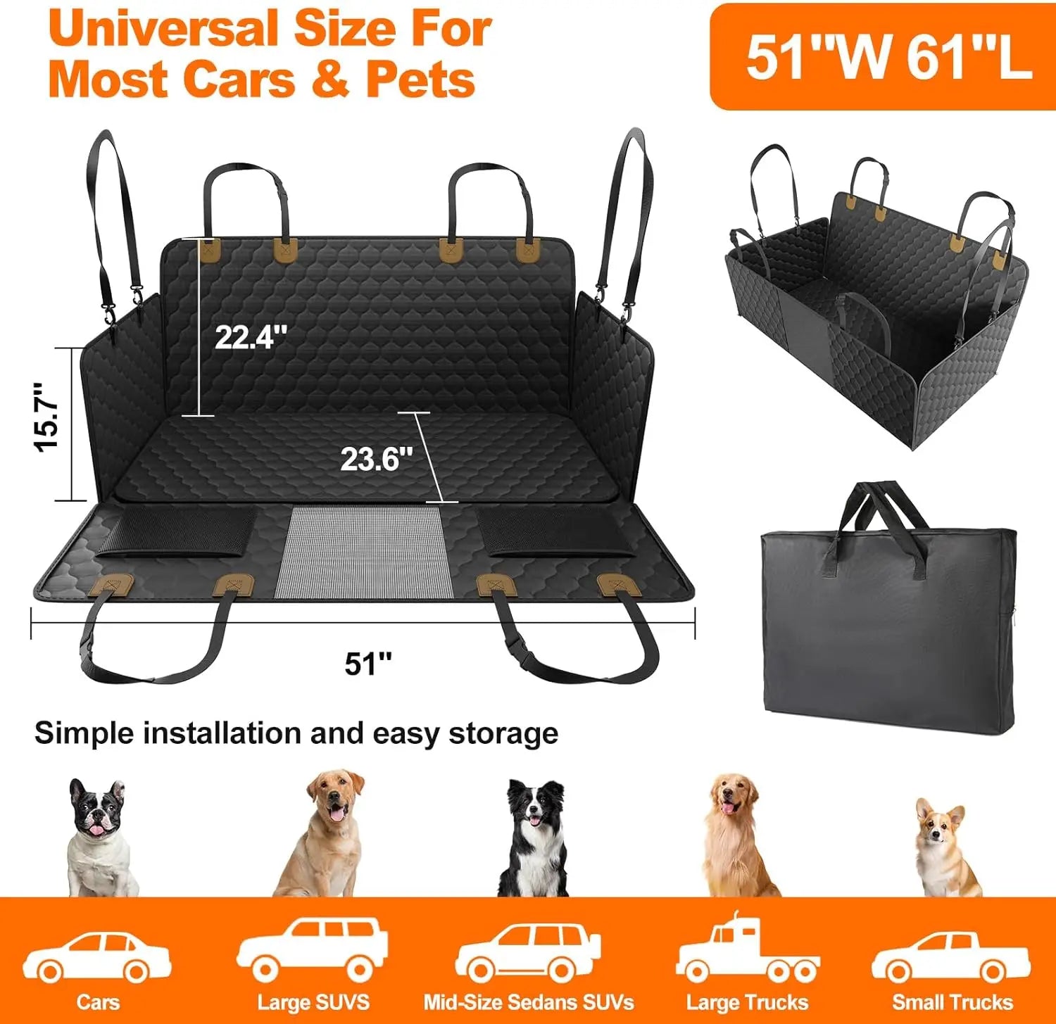 Waterproof Foldable Dog Car Seat cover