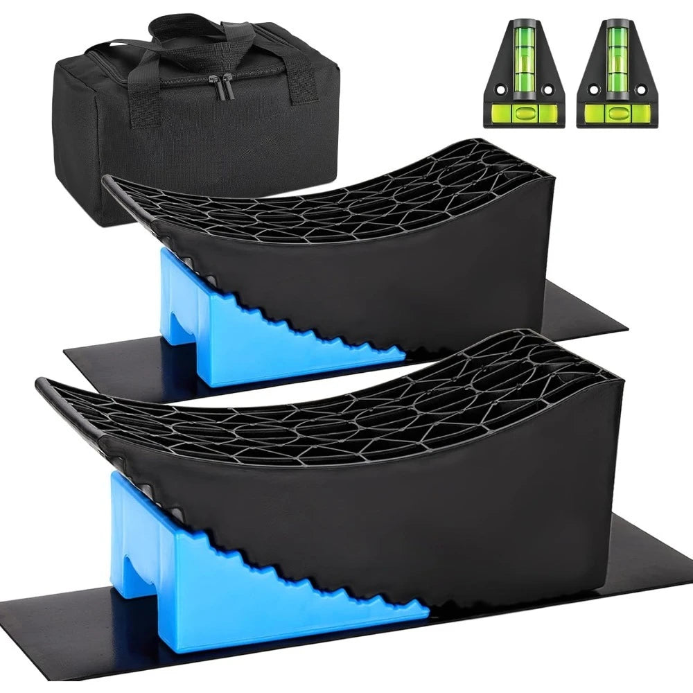 RV Leveling Blocks 6 Inch, 2 Packs Sturdy Camper Curved Levelers with RV Leveling System for Single Dual Axle Travel Trailers