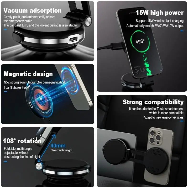 15W Wireless Car Charger Mount Adjustable Cradle