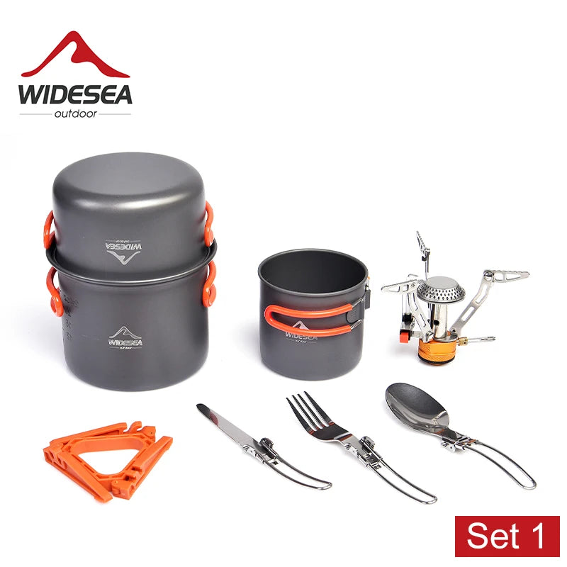 8 piece Camping Cookware Set for camping, backpacking, and hiking