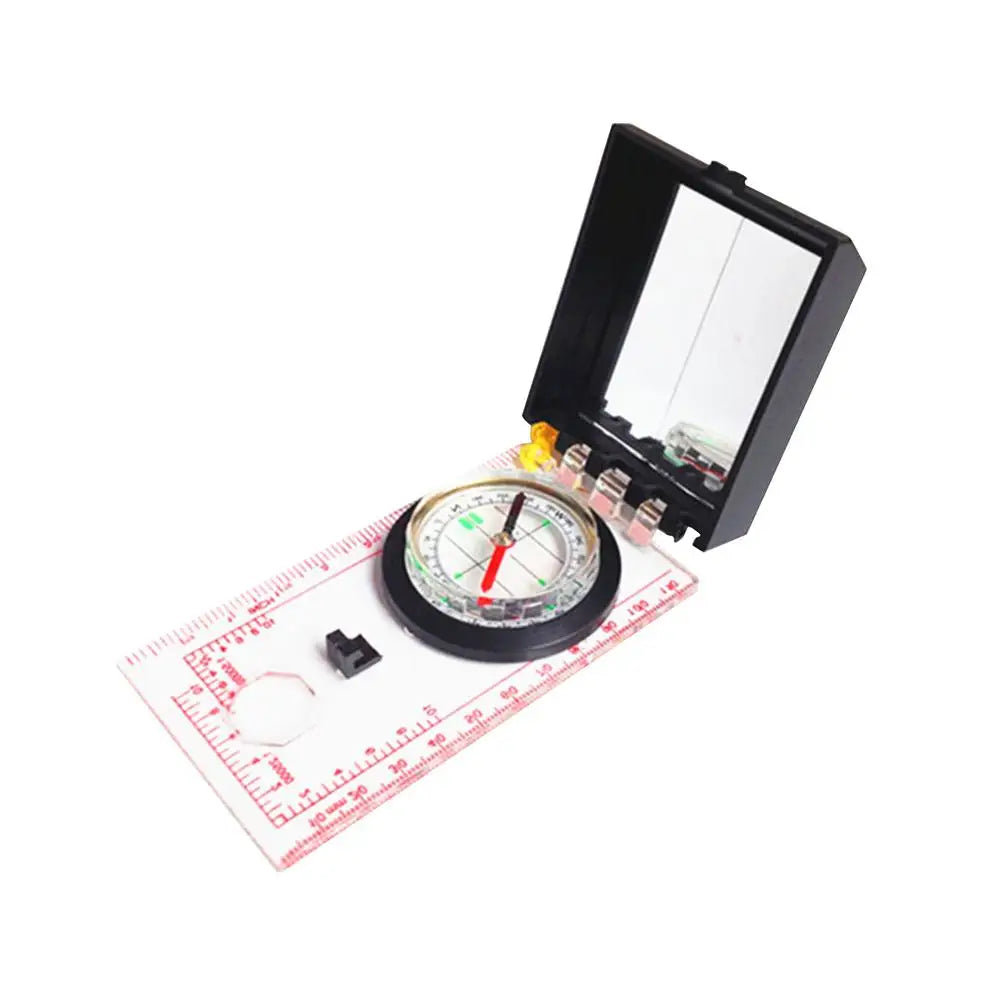 Portable Magnifying Compass with lanyard mirror and ruler