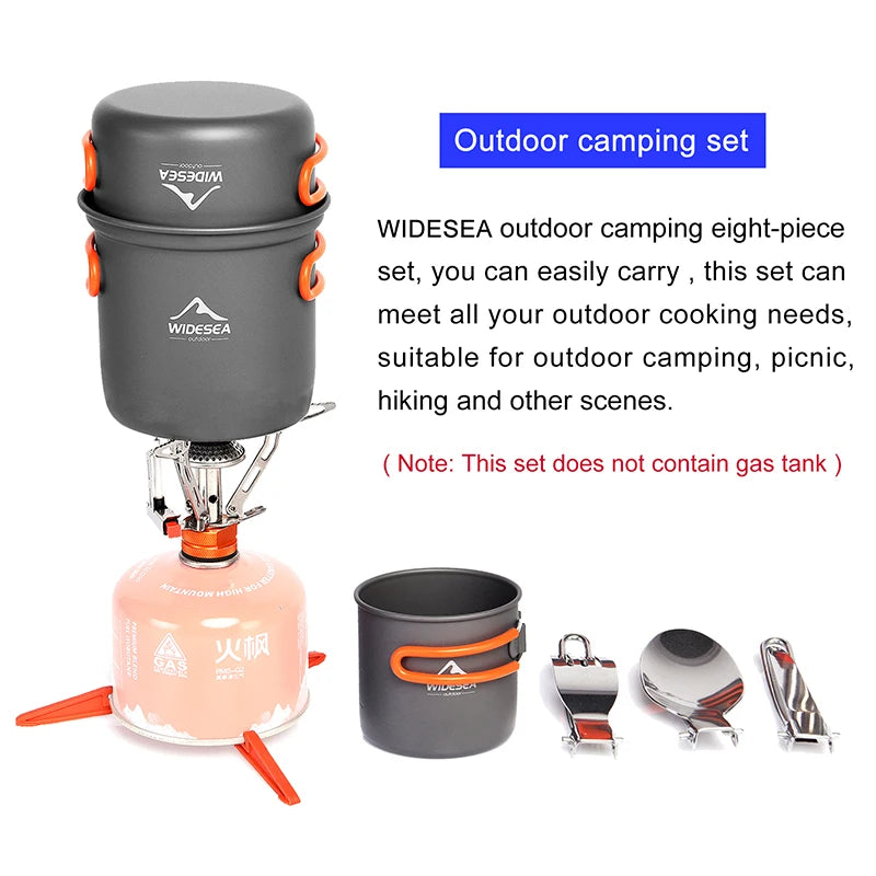 8 piece Camping Cookware Set for camping, backpacking, and hiking