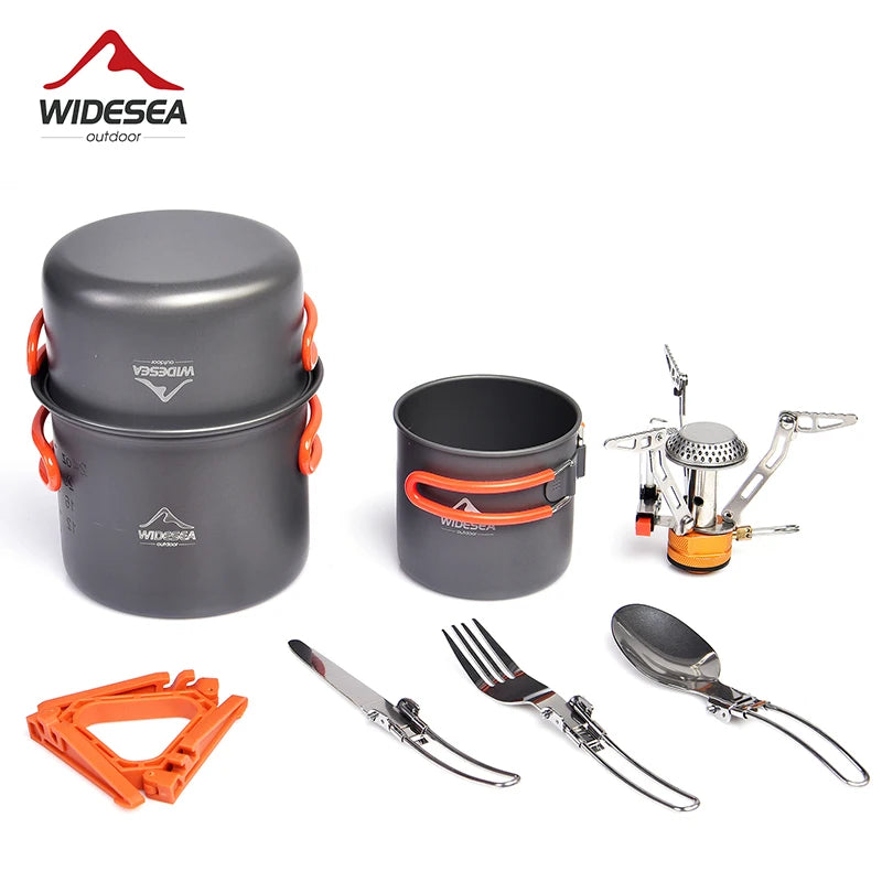 8 piece Camping Cookware Set for camping, backpacking, and hiking