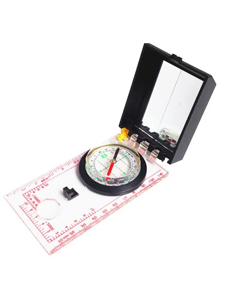 Portable Magnifying Compass with lanyard mirror and ruler