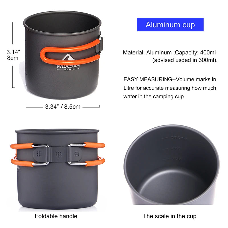 8 piece Camping Cookware Set for camping, backpacking, and hiking