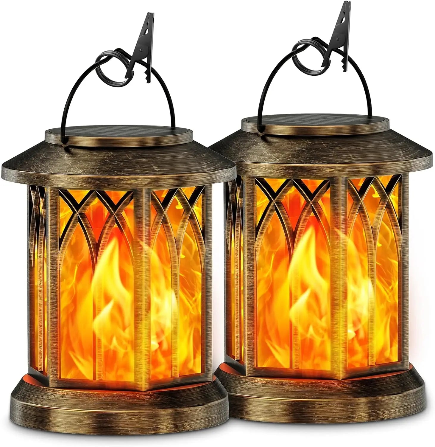 2 Pack Upgraded Flickering Flame Solar Lantern