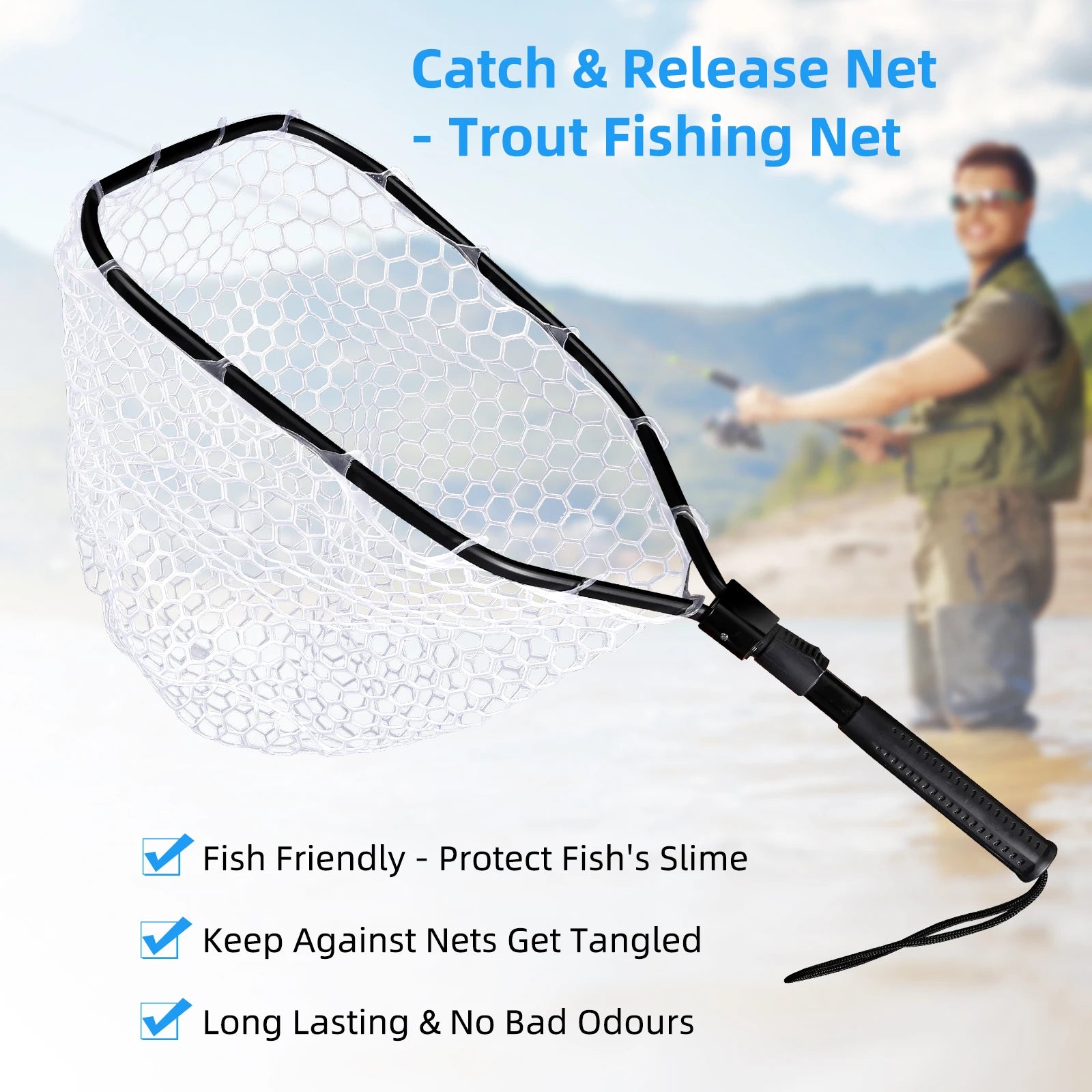Foldable Fishing Net for Trout and Fly Fishing