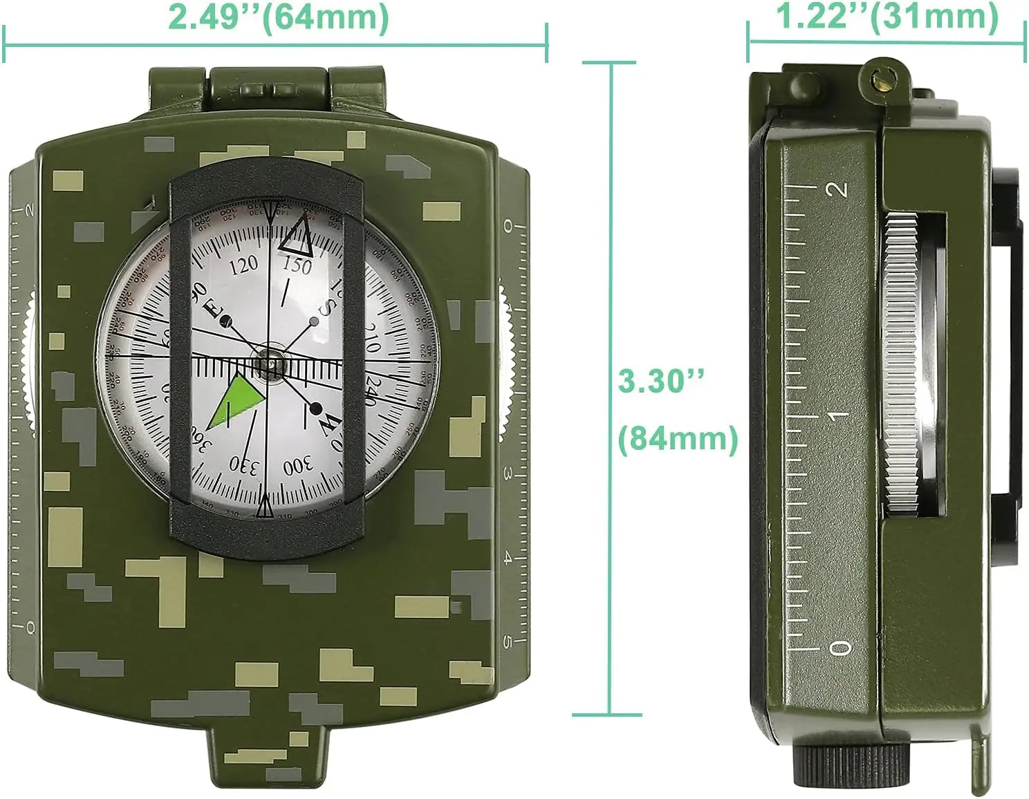 Military style Compass that's Waterproof with Bubble Level and Carrying Bag