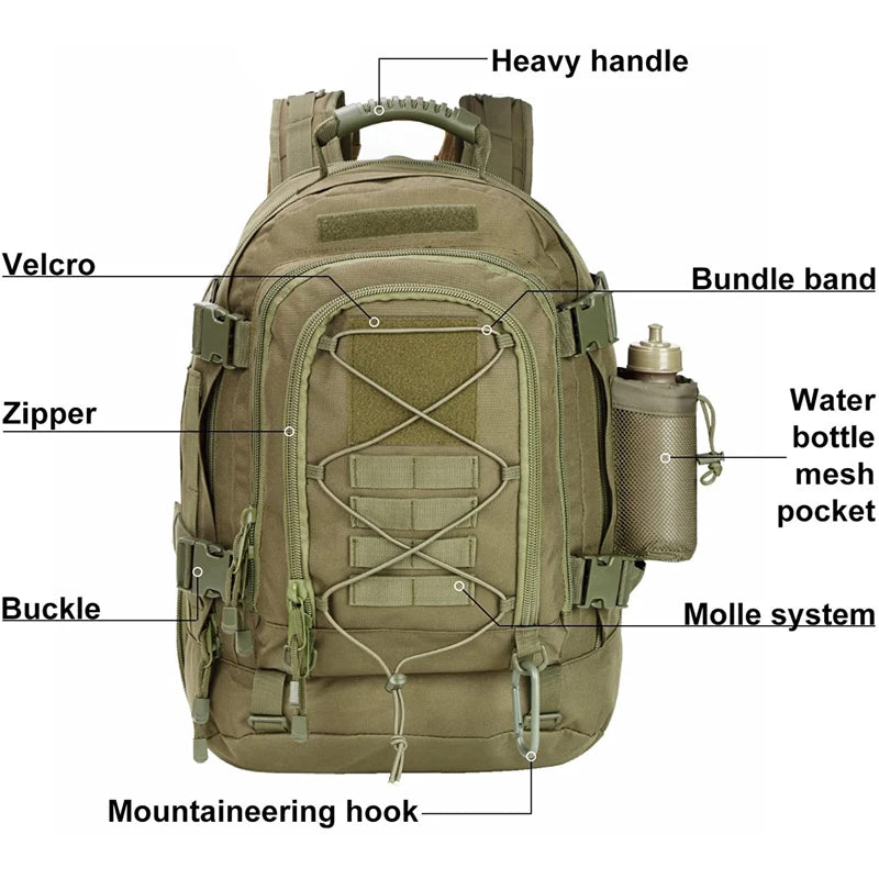 65L Backpack Men's Outdoor Hiking