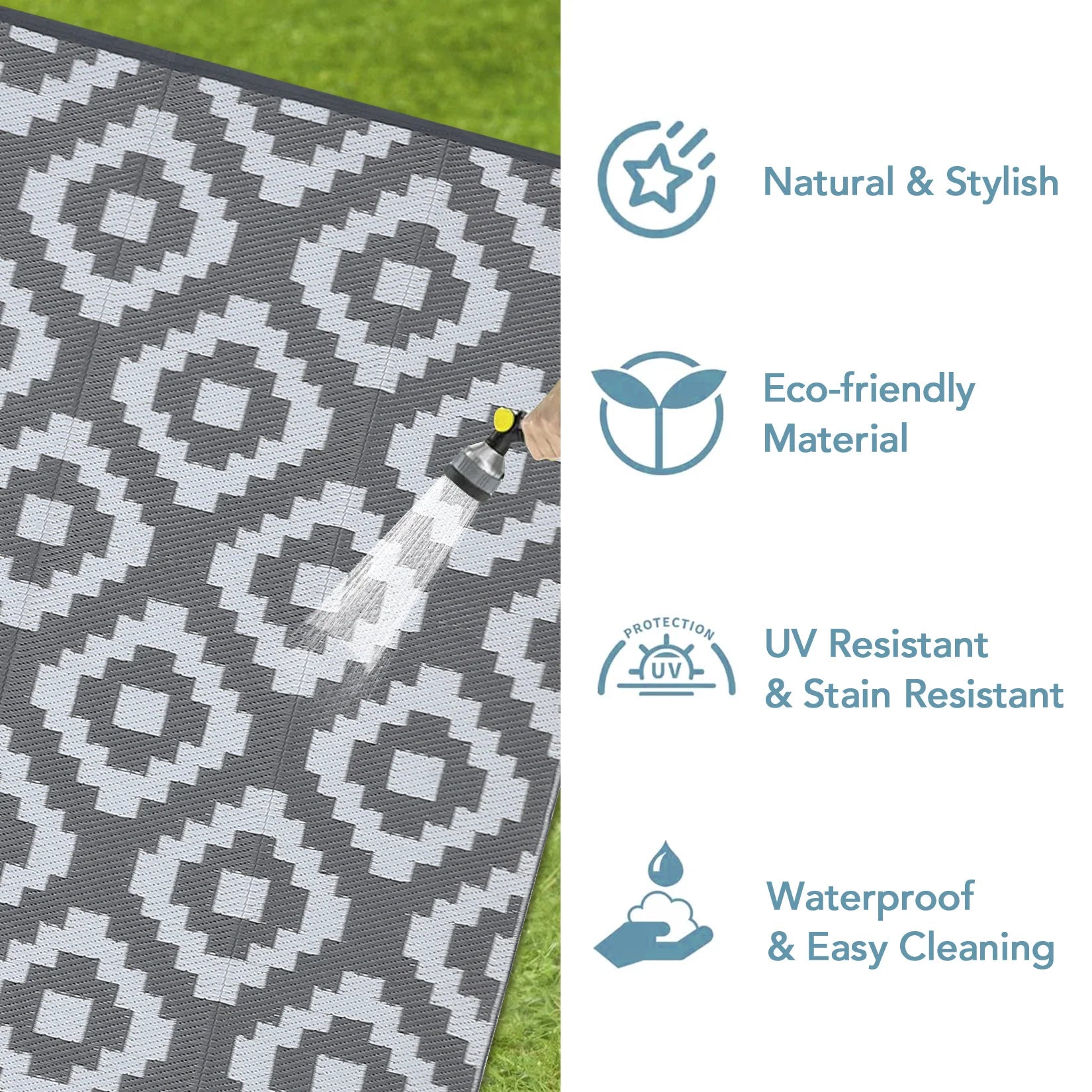 Outdoor Rug Plastic Straw Rug Modern Geometric