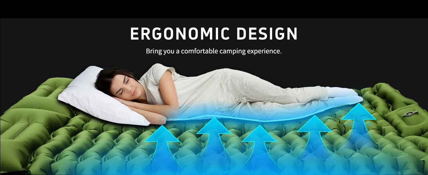 Double Sleeping Pad 4" Thick for 2 Person with Pillow