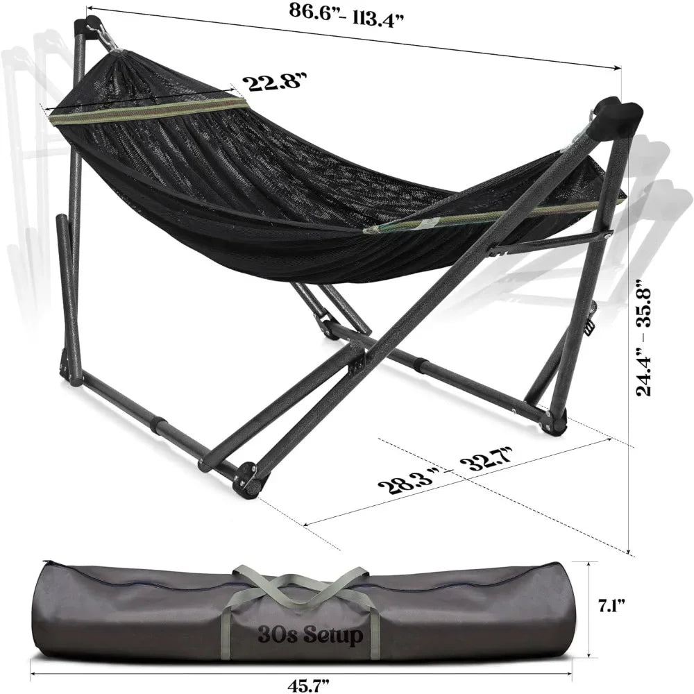 Foldable Hammock with Stand, 550 lbs Capacity