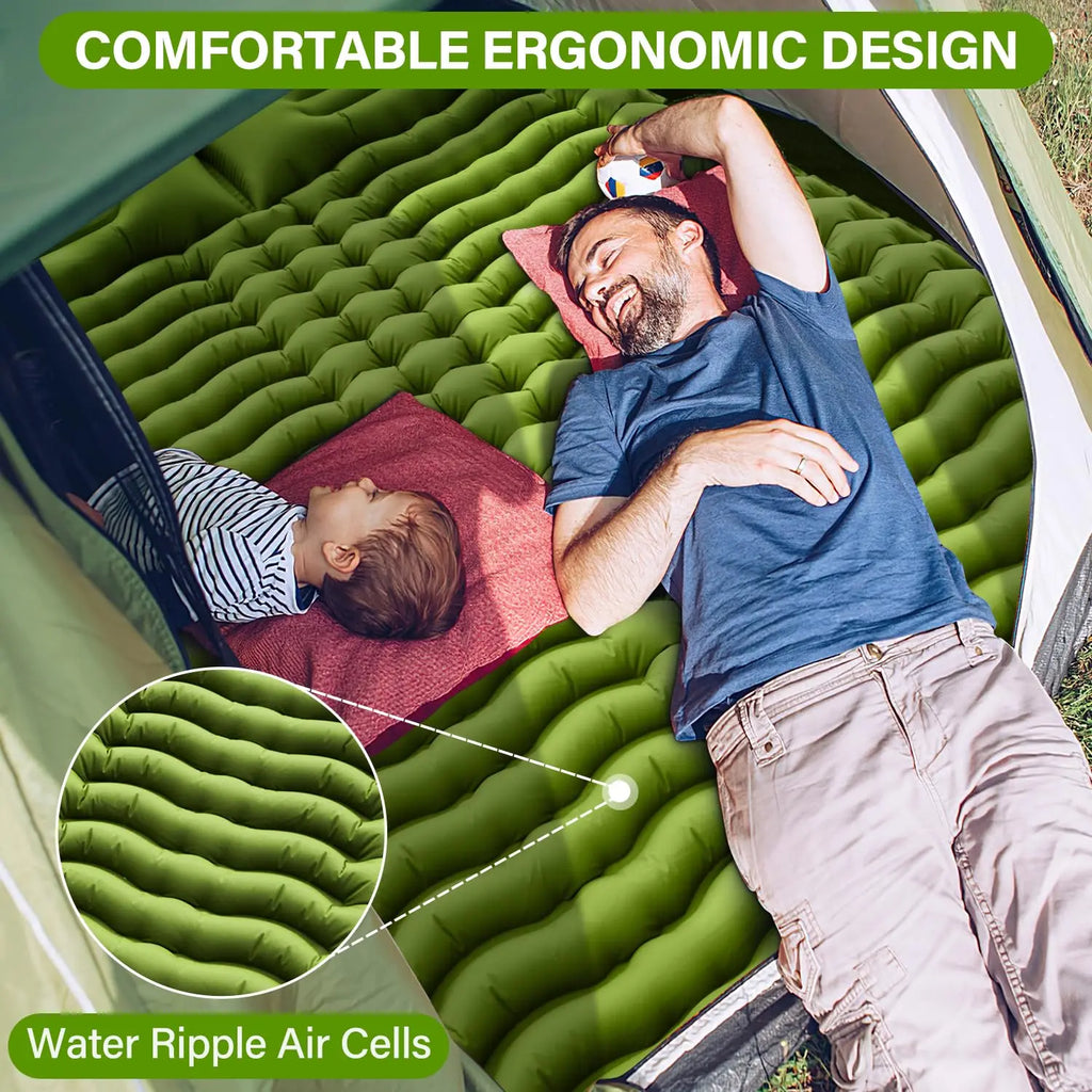Double Sleeping Pad 4" Thick for 2 Person with Pillow