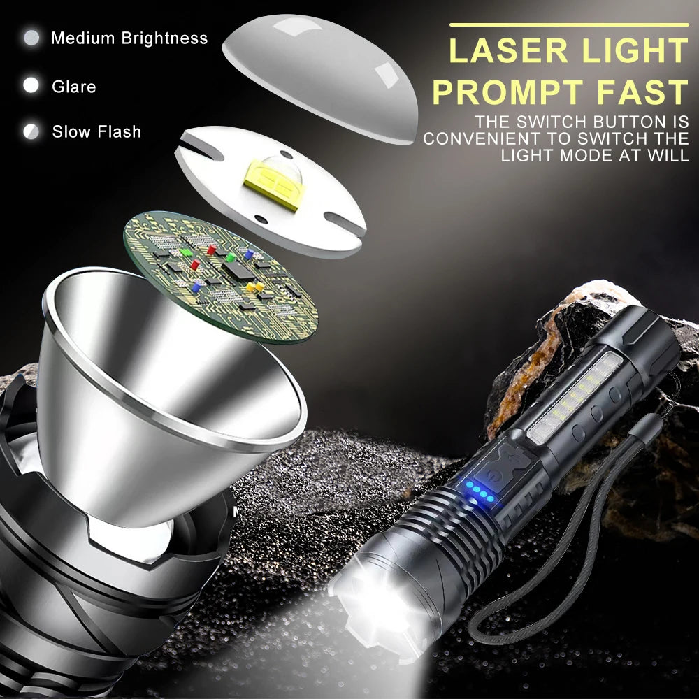 Zoomable Super Bright Flashlight 30W 7Mode