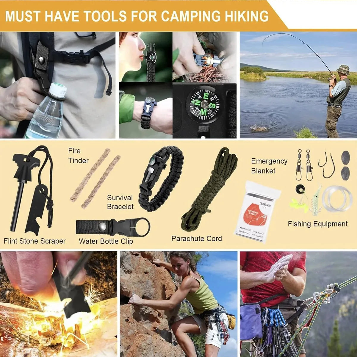 Camping Survival Tool Set and First Aid Kit