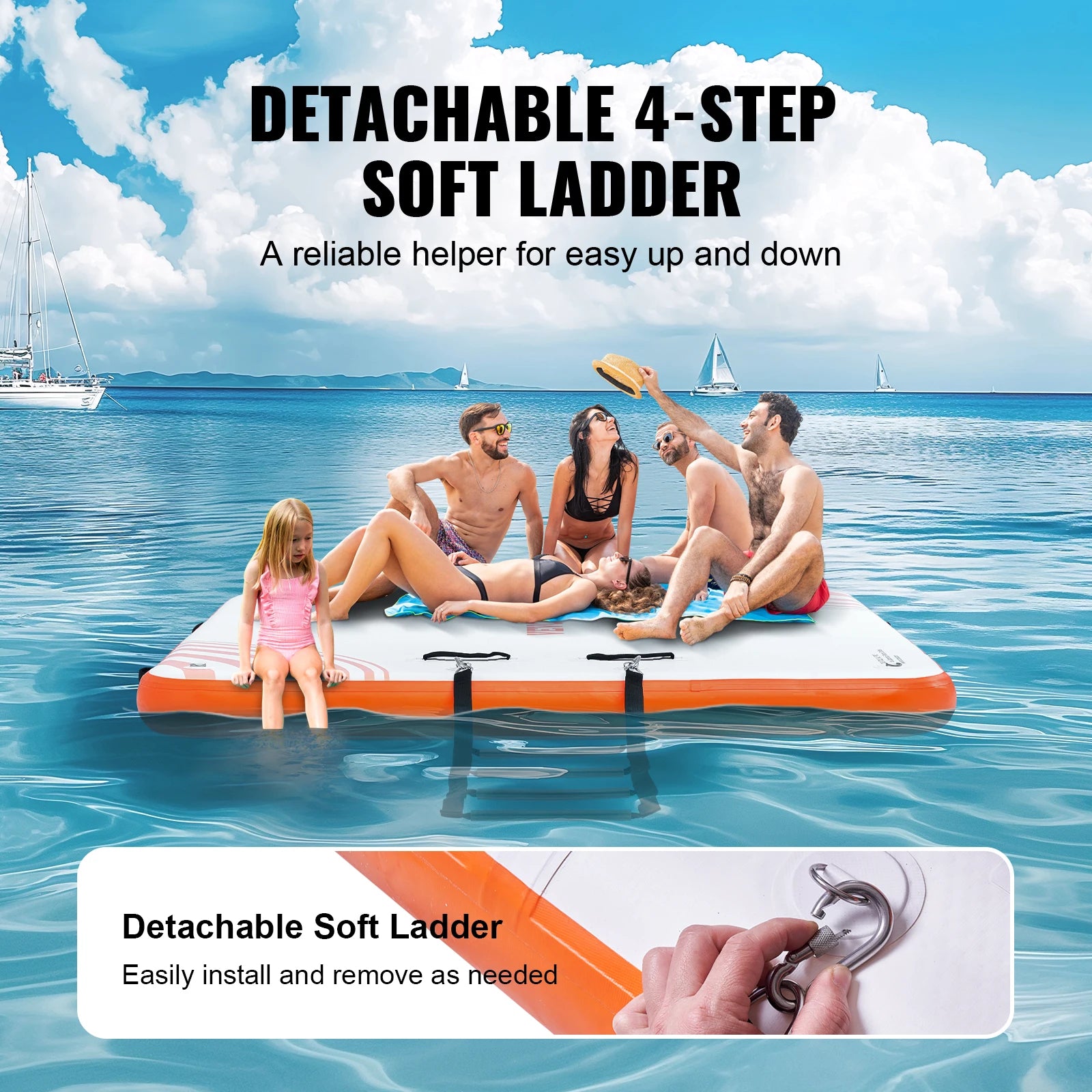 Inflatable Floating Dock 5x6 FT Non-Slip w/ Detachable Ladder