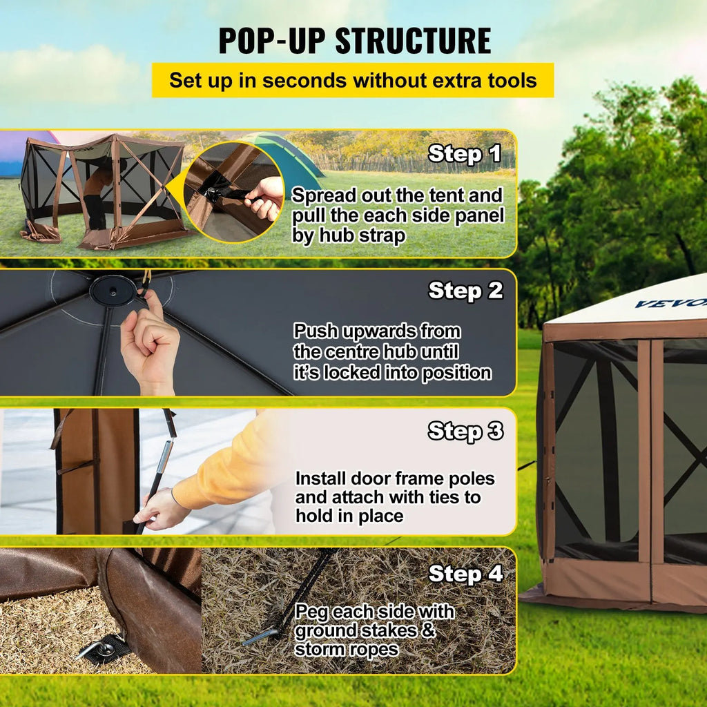 Waterproof Sun Screen Shelter w/Portable Storage Bag