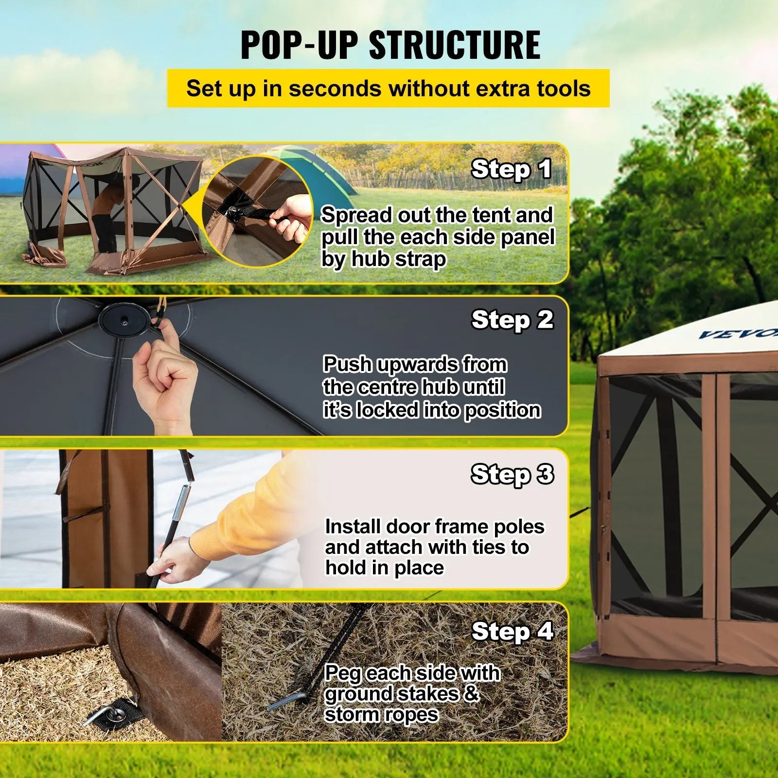 Waterproof Sun Screen Shelter w/Portable Storage Bag