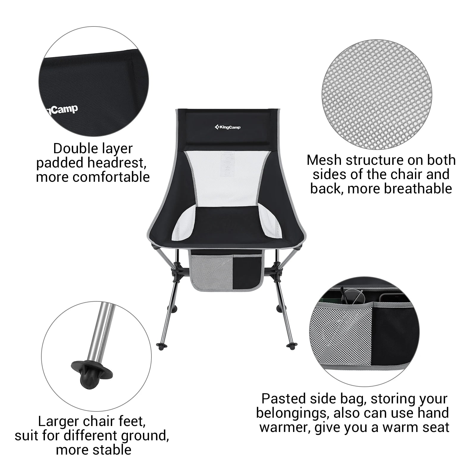 Folding Camping Chair with storage bags.