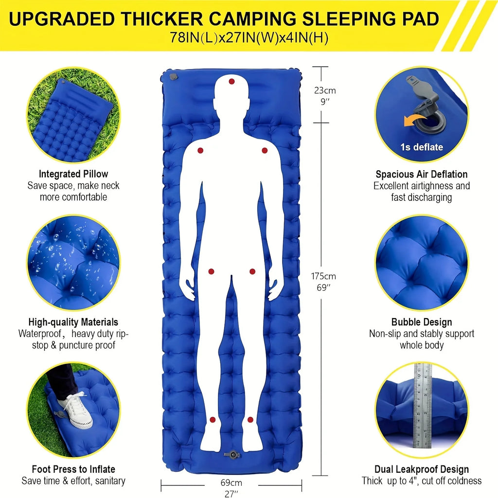 Outdoor camping super thick 4-inch inflatable sleeping mat