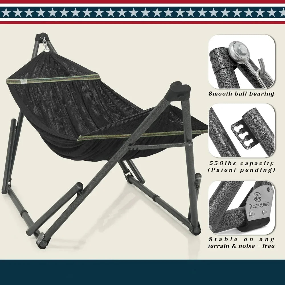 Foldable Hammock with Stand, 550 lbs Capacity