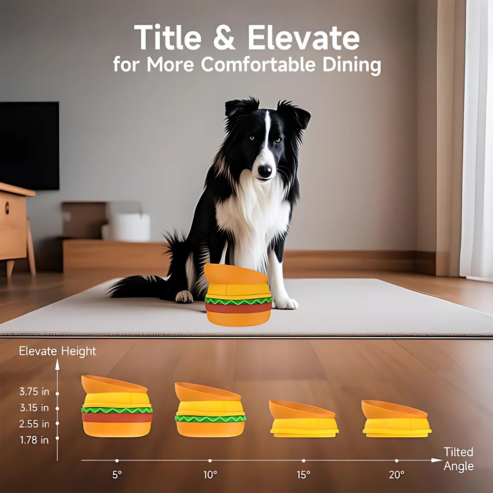 5-in-1 Burger Pet Bowls Set