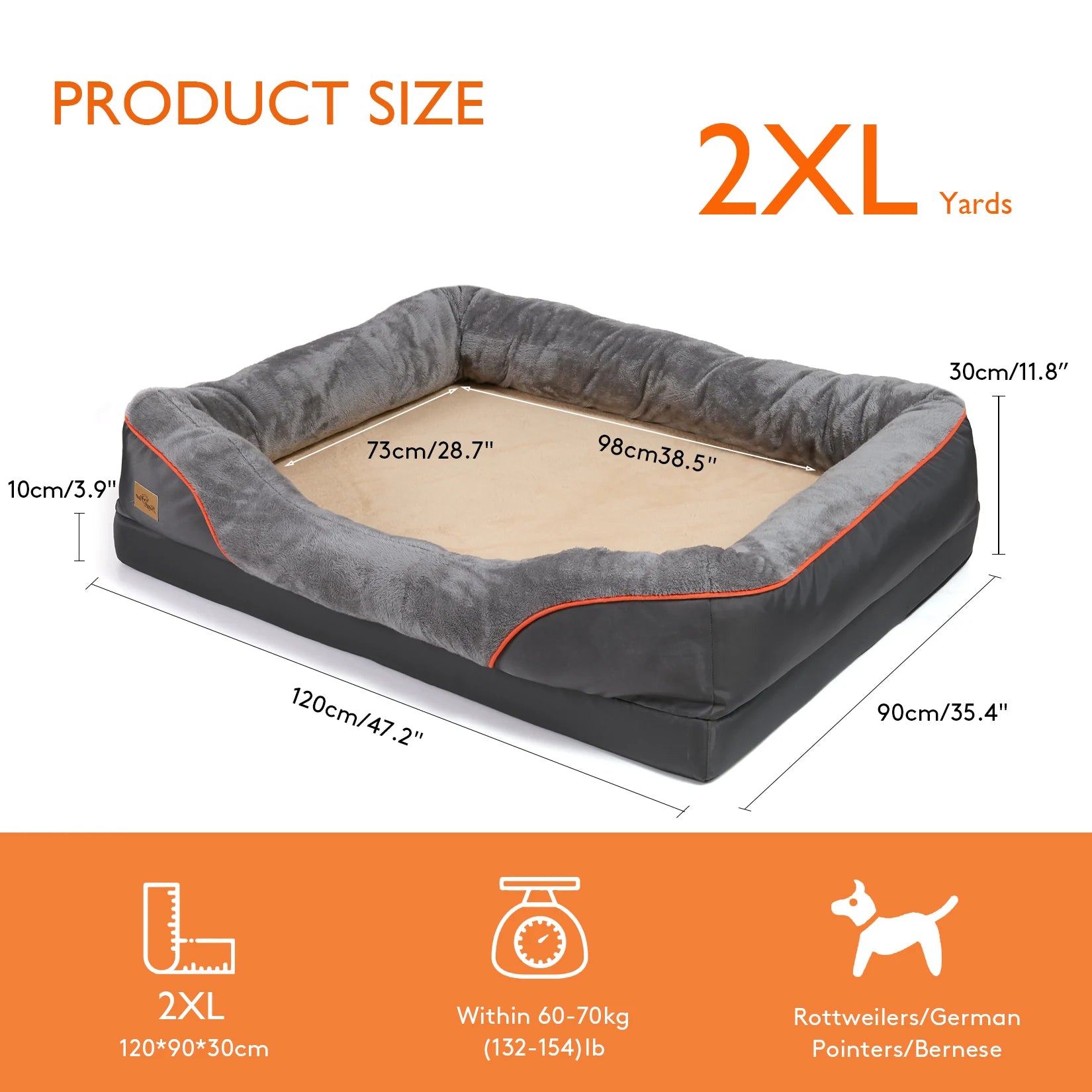 2XL Super Soft Orthopedic Foam Cotton Pet Bed with Removable Cover