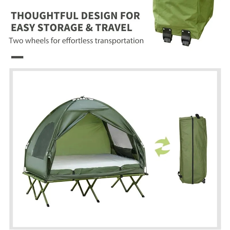2 Person Foldable Camping Cot with Tent
