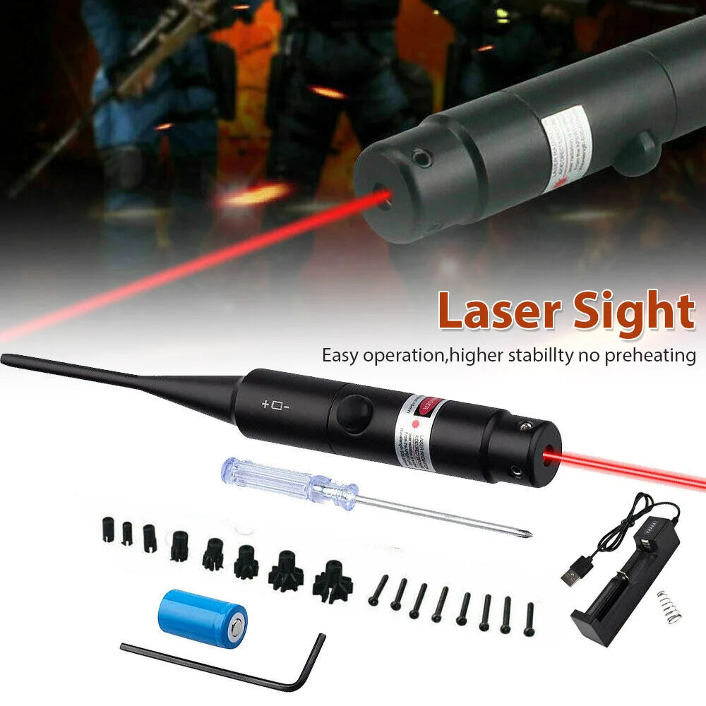 Red Laser Bore Sight Kit For.17 To 12GA Caliber Rifles & Pistols