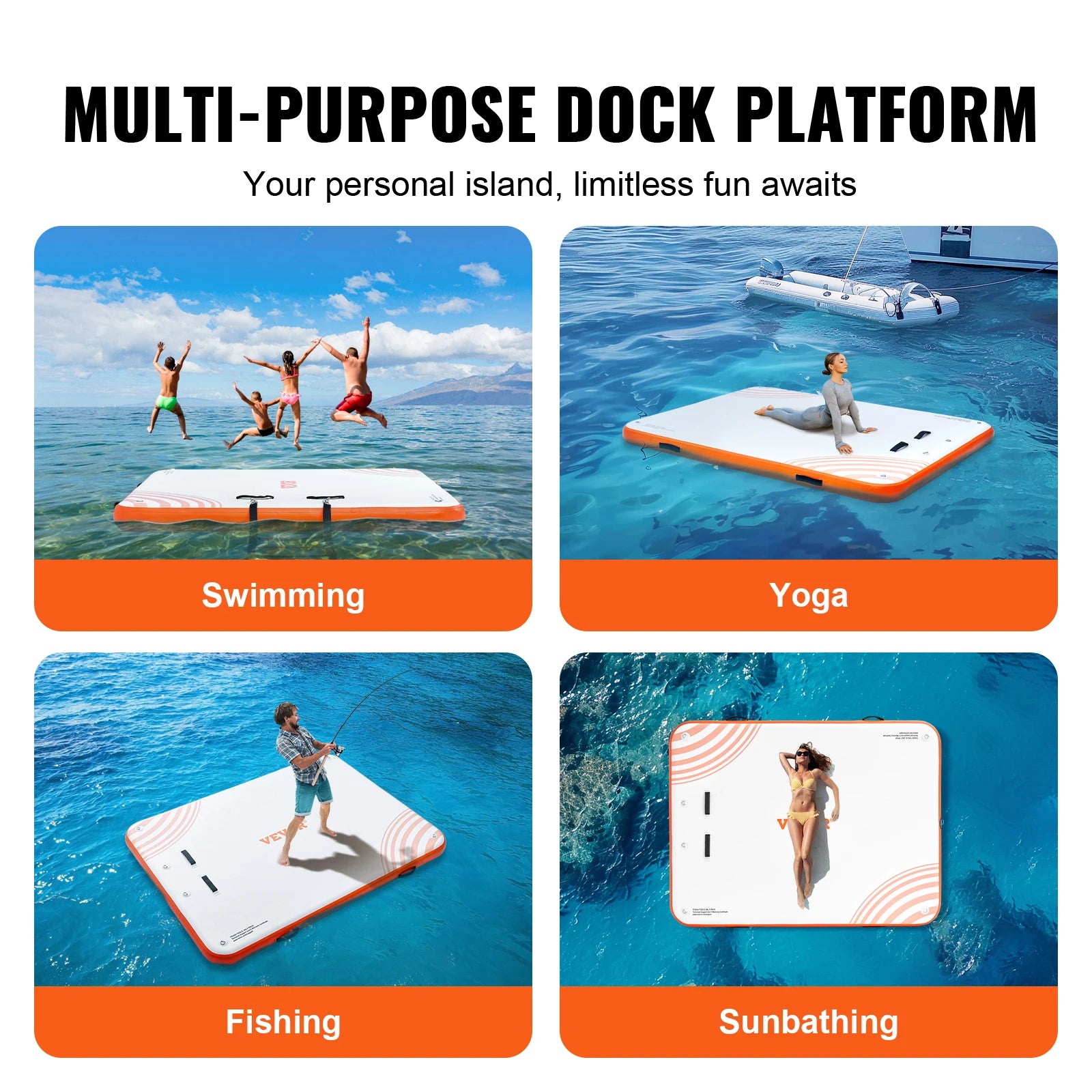 Inflatable Floating Dock 5x6 FT Non-Slip w/ Detachable Ladder