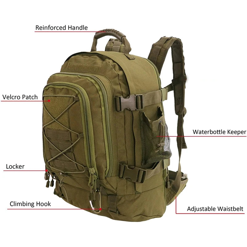 65L Backpack Men's Outdoor Hiking