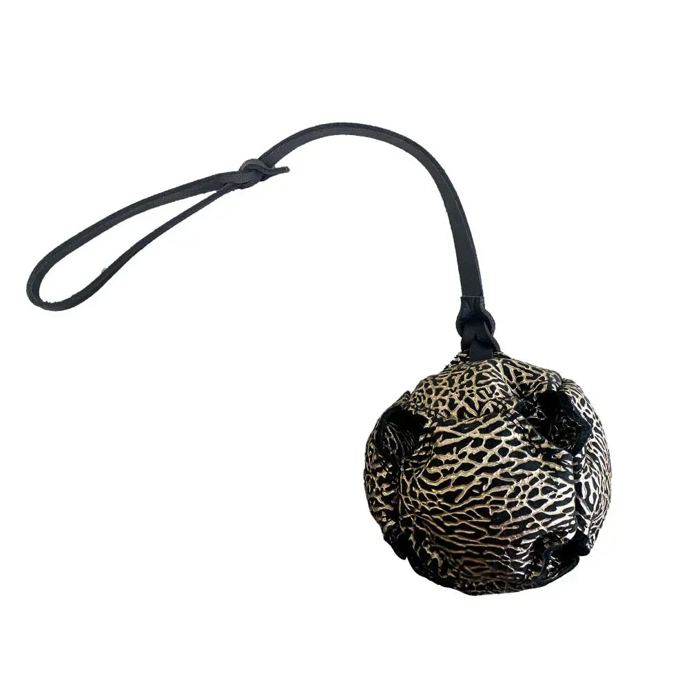 Leather Dog Ball Tug Toy, with Handle
