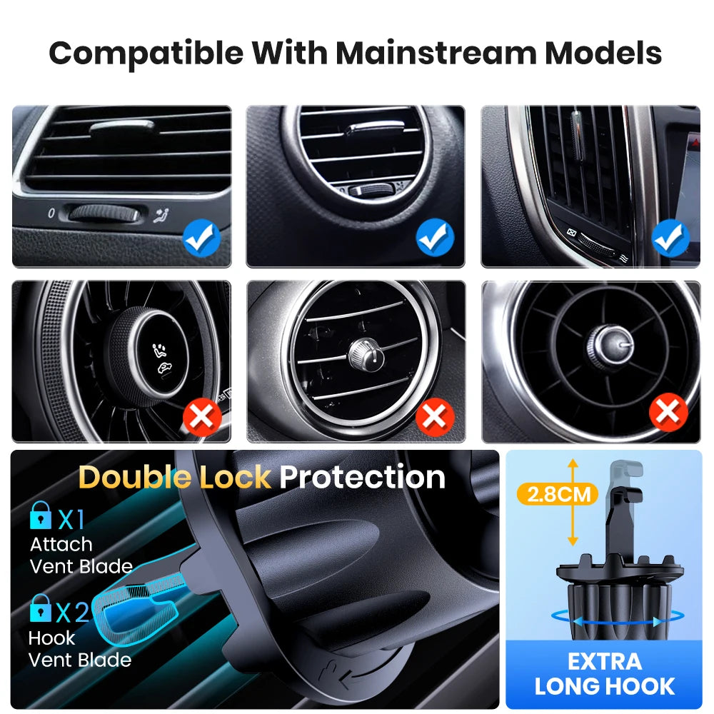 Mag-Safe Phone Holder Magnetic Car Mount, Air Vent