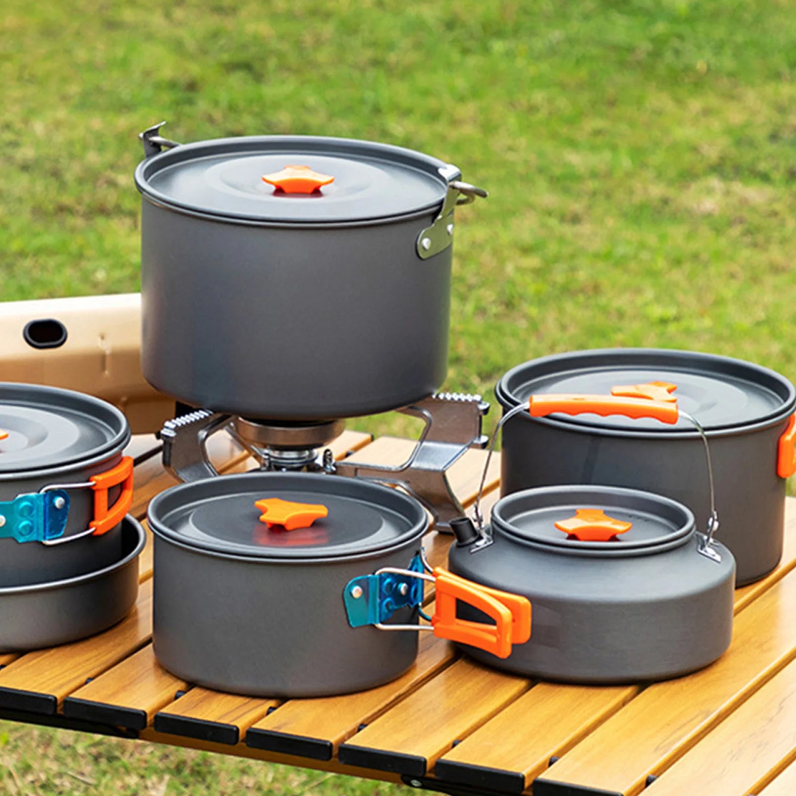 3pcs Camping Cookware Set Portable Non-Stick Aluminum Alloy