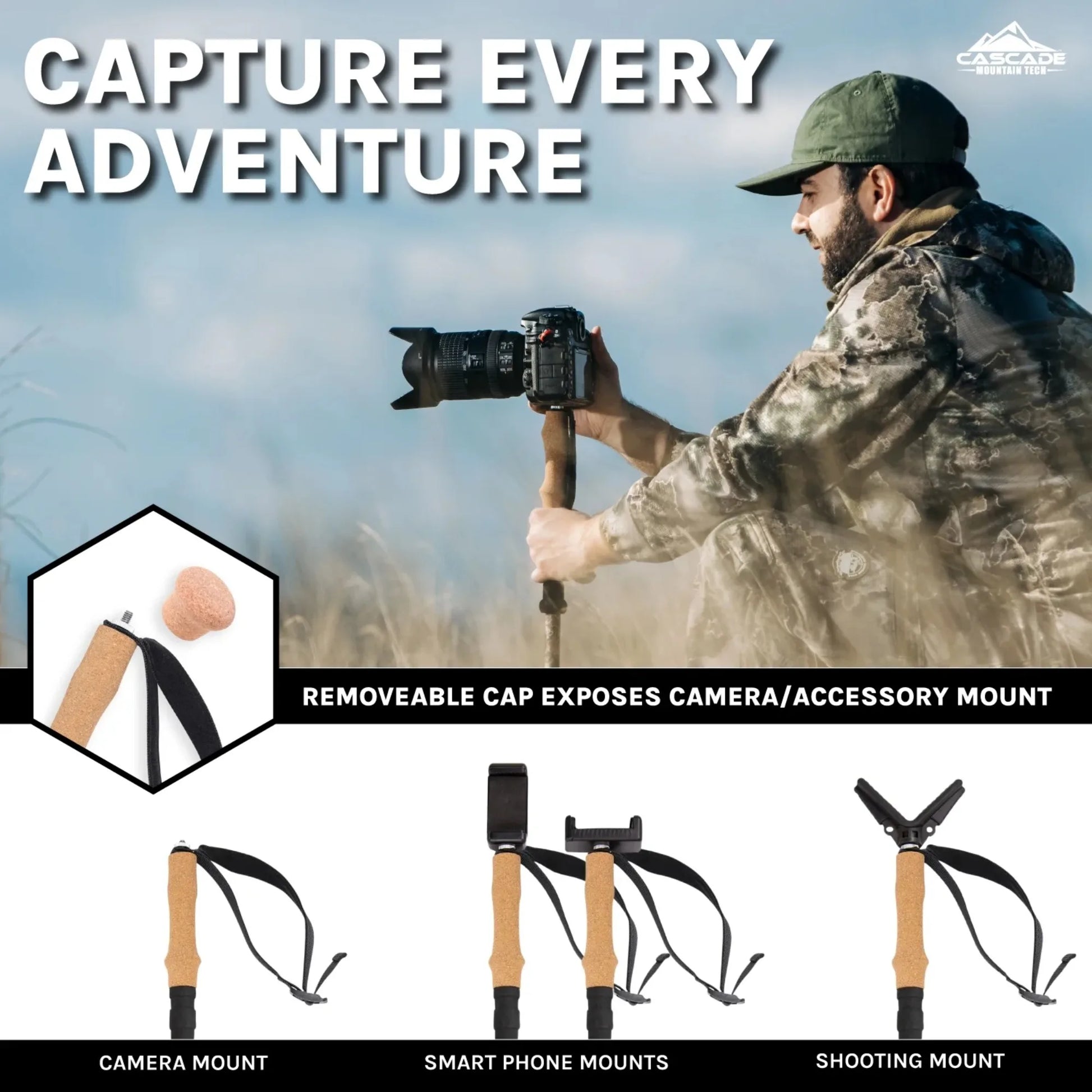 Carbon Fiber Monopod Walking or Hiking Sticks