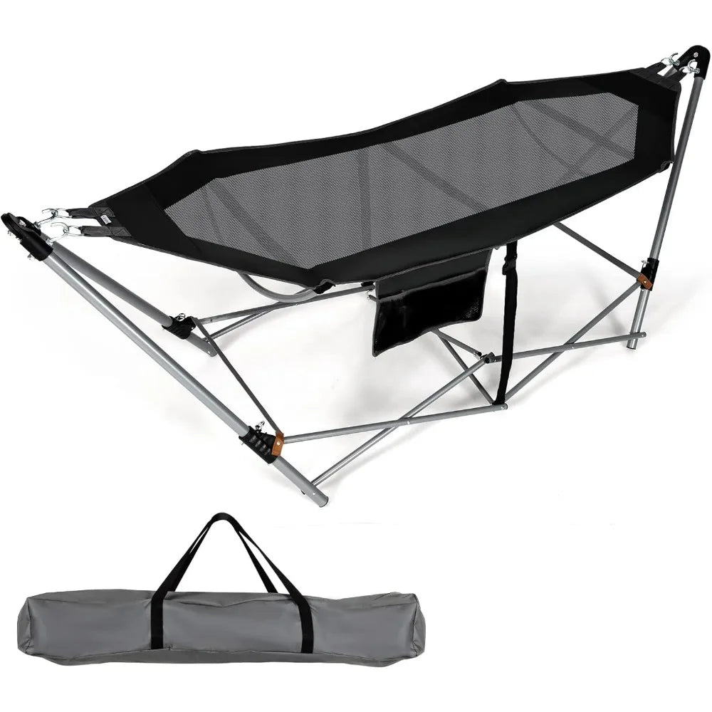 Lounge Camping Bed with Hammock Stand Portable Folding