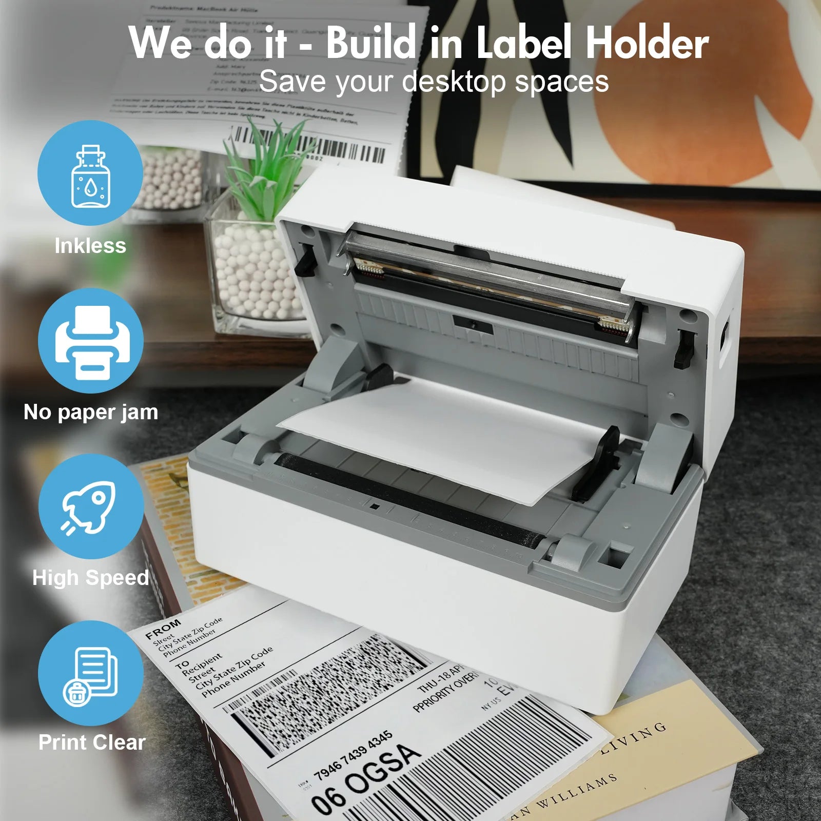 Portable Thermal Label Printer No Ink Required