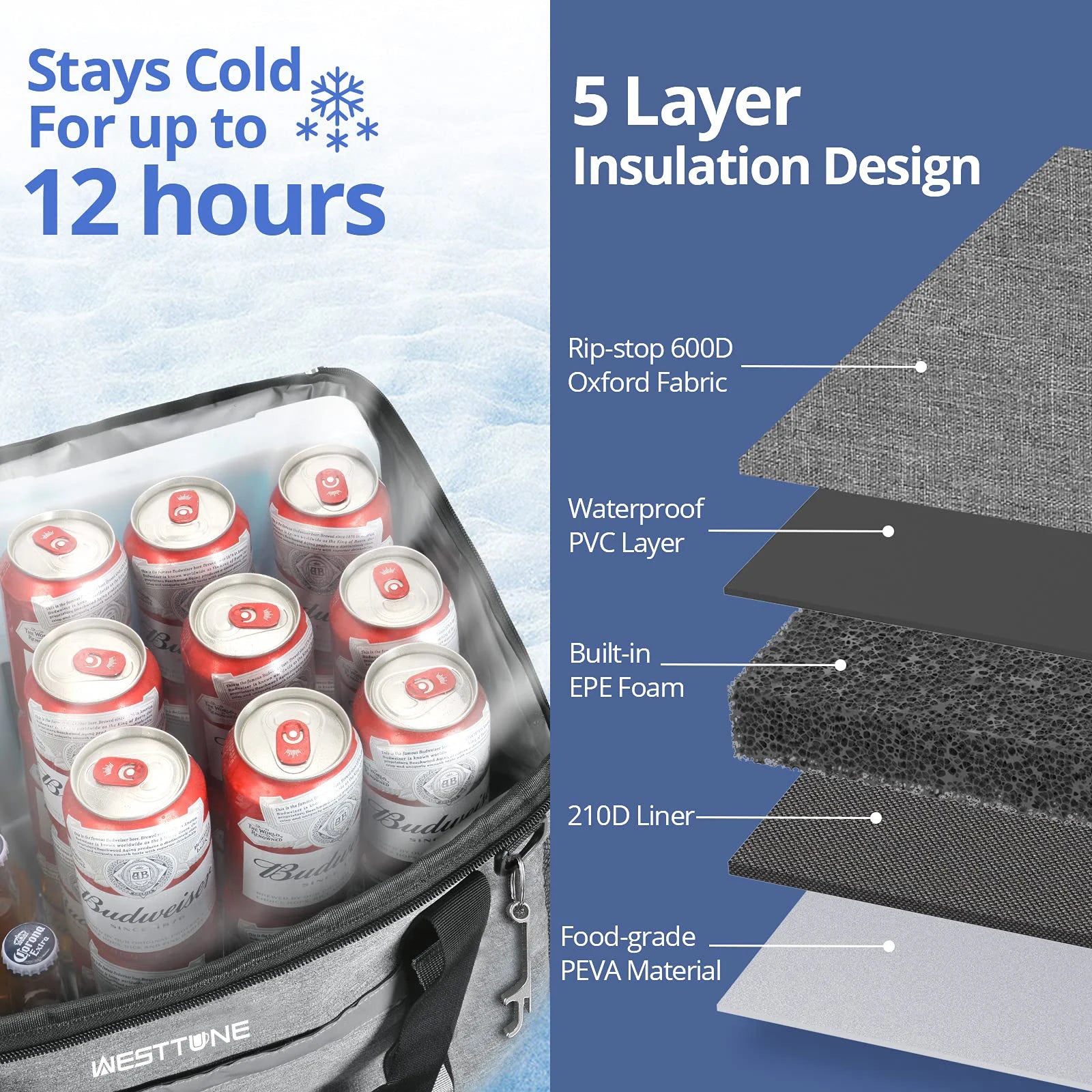 75 Can Soft Cooler Bag "Collapsible Ice Chest" Leakproof