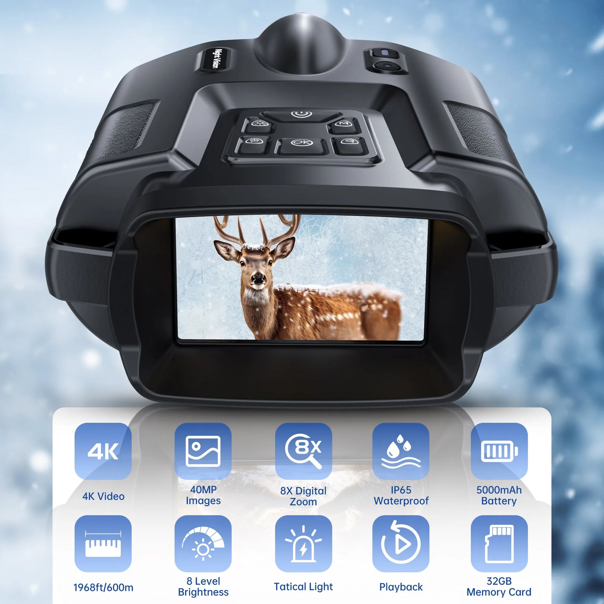 Night Vision Binoculars 3inch Screen 8X Digital Zoom