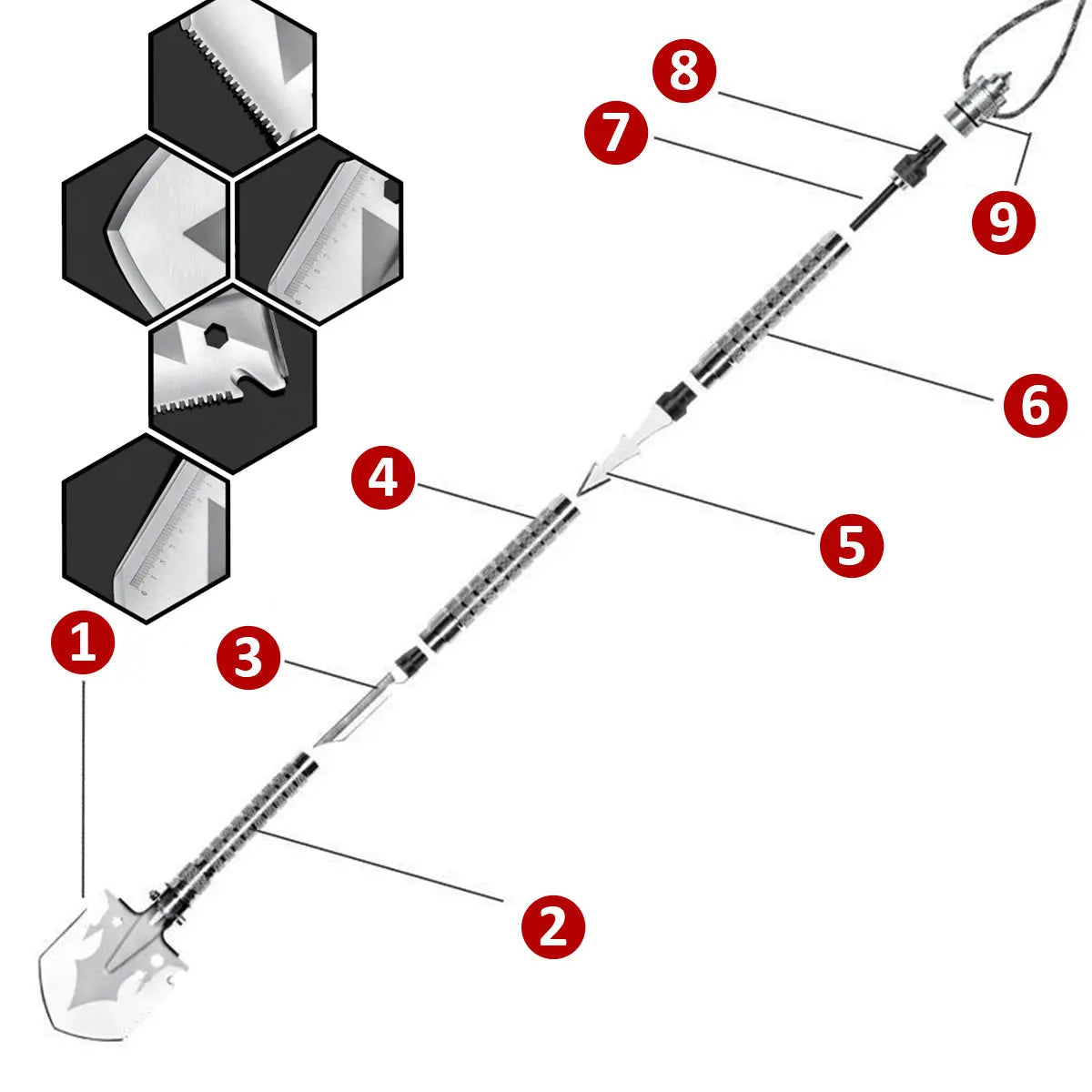 Multi Functional Detachable Foldable Shovel