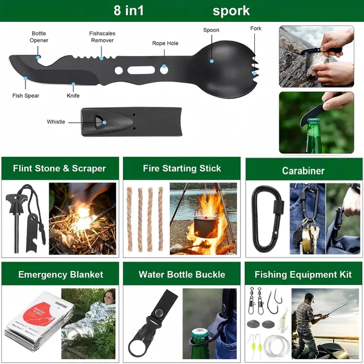 Camping Survival Tool Set and First Aid Kit
