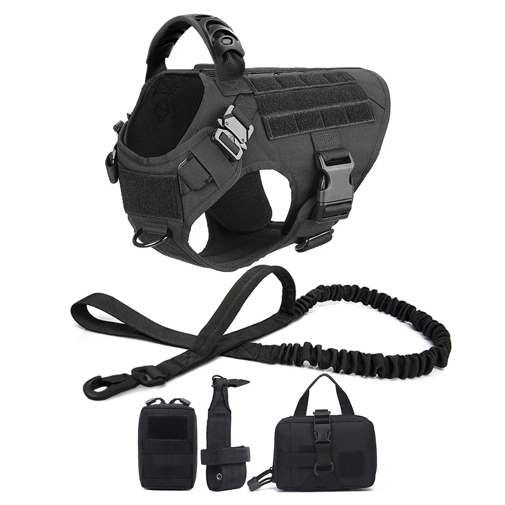 Military Style Dog Harness Leash And Bag Set