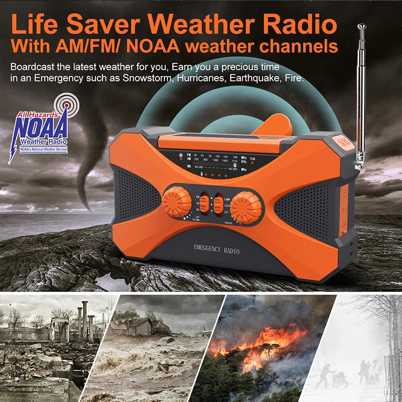 Portable Emergency Radio Solar Hand Crank LED Flashlight