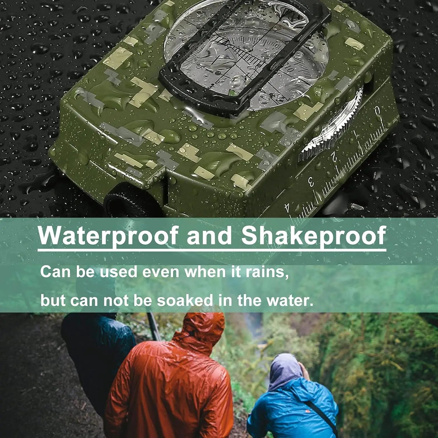 Military style Compass that's Waterproof with Bubble Level and Carrying Bag