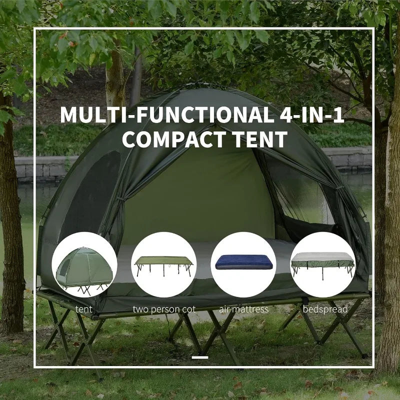 2 Person Foldable Camping Cot with Tent