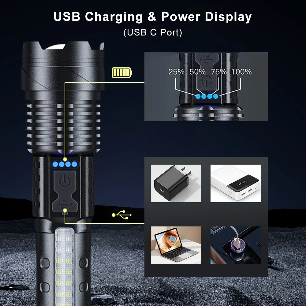 Zoomable Super Bright Flashlight 30W 7Mode