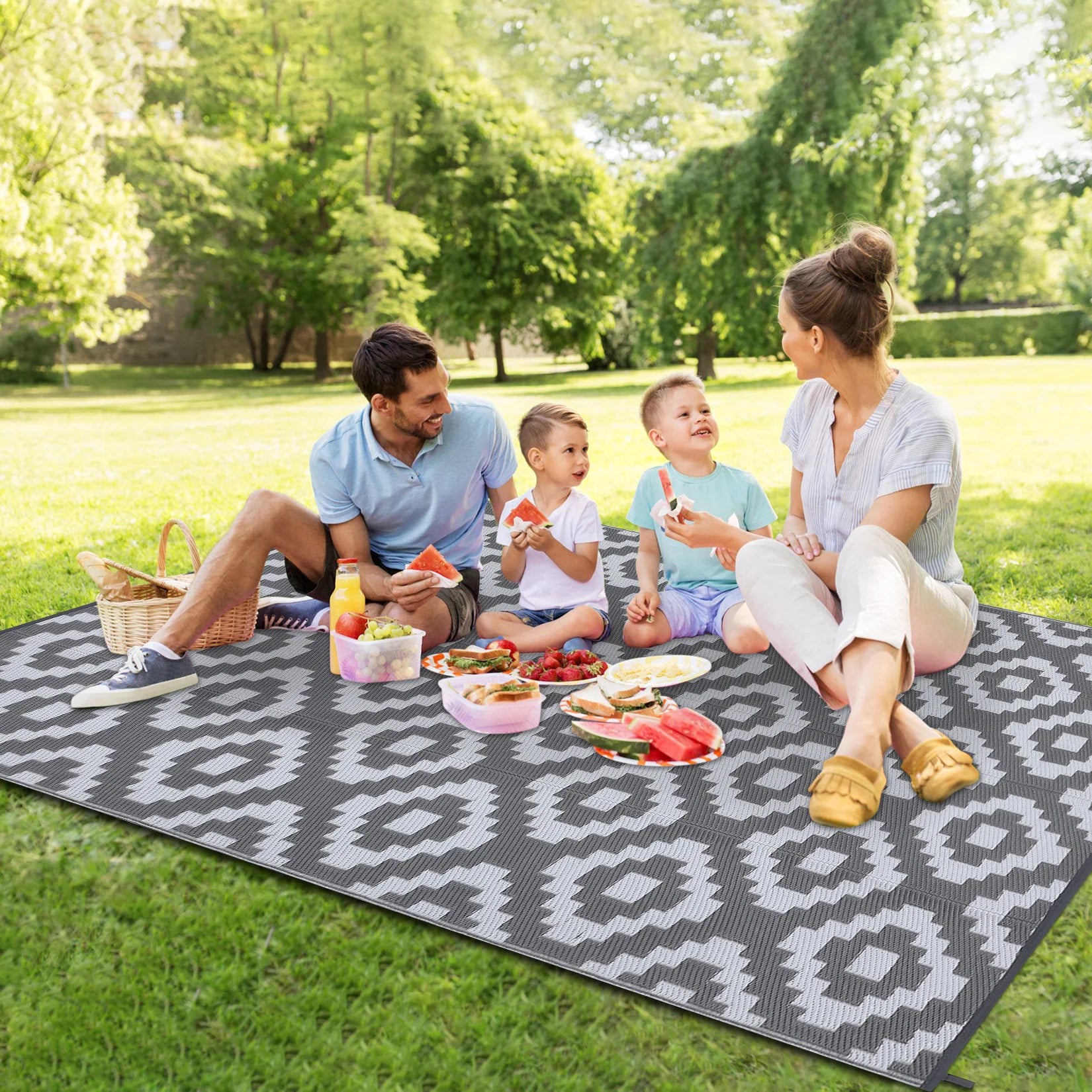 Outdoor Rug Plastic Straw Rug Modern Geometric