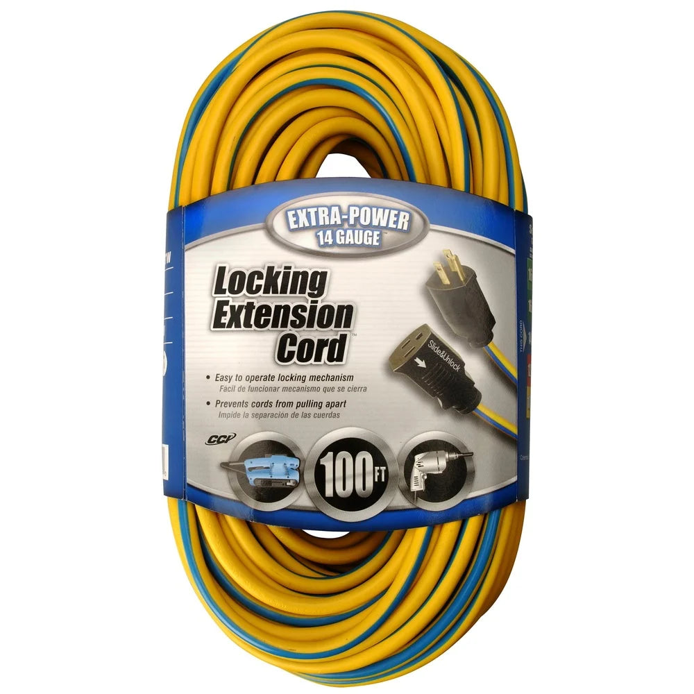 Heavy Duty 14 Gauge Locking Extension Cord 100Ft