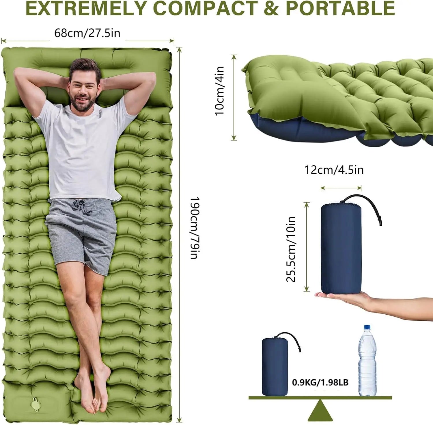 Outdoor camping super thick 4-inch inflatable sleeping mat